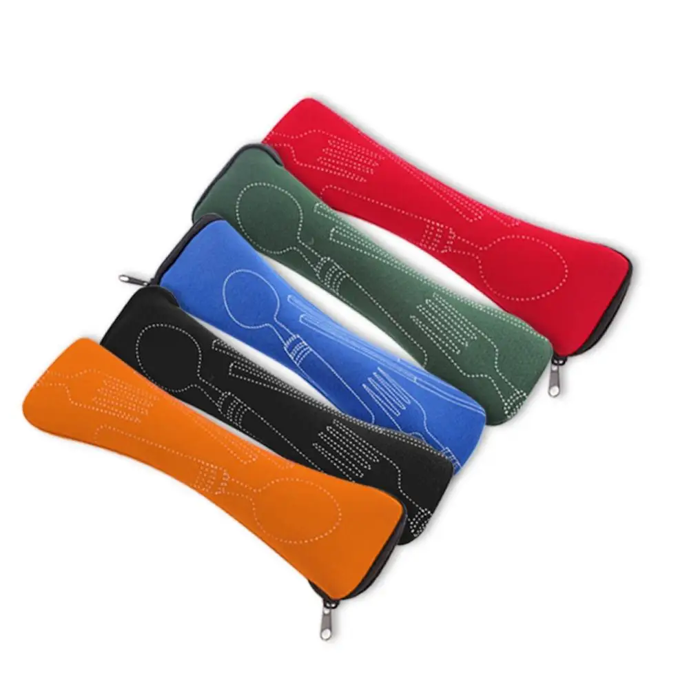 Portable Tableware Zipper Bag Outdoor Travel Camping Recyclable Dinnerware Set Cutlery Pouch Storage Bag