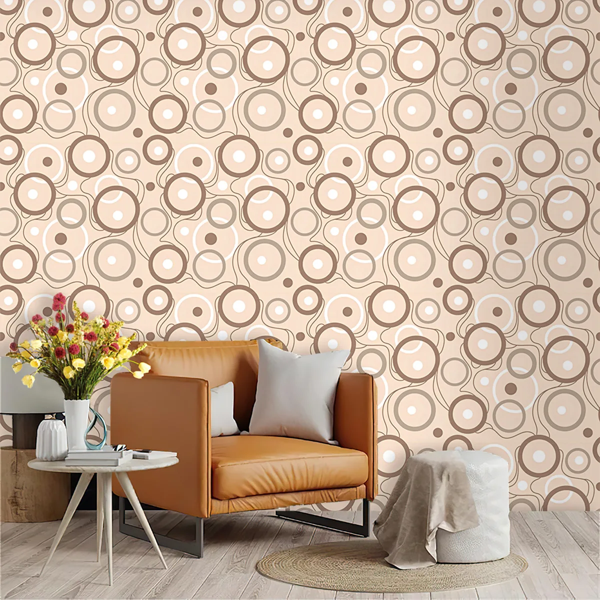 Peel and Stick Round Circle Wallpaper - Modern Geometric, Waterproof, Self Adhesive, Removable