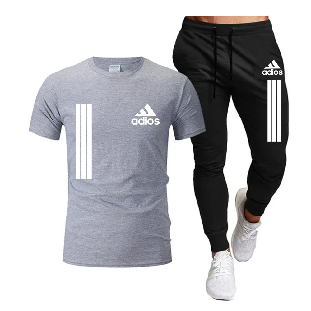 2024 Spring/Summer Fashion Men's Casual Sports Short Sleeve Suit, Two-piece Set, T-shirt and Pants, Men's Wear, Summer Fashion