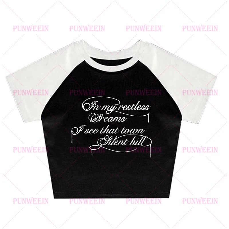 Punk gothique lettre débardeur motif imprimé Streetwear esthétique doux Vintage crop t-shirts années 90 Y2K Emo filles chic femmes bébé t-shirt