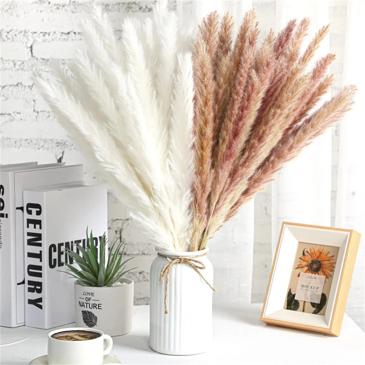 

30Pcs Fluffy Pampas Dried Flowers Natural Pampa Grass Decor Bouquets Boho Home Wedding Decoration Artificial Flowers Arrangement