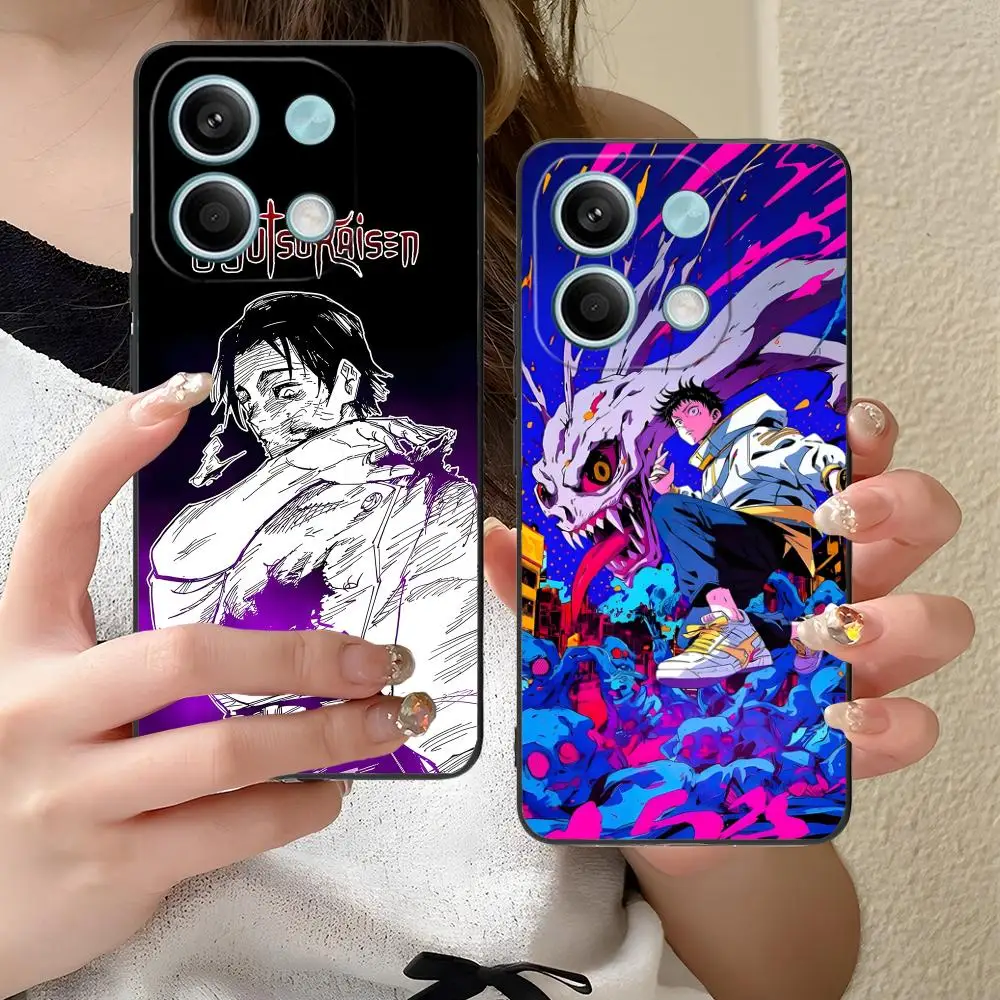

Jujutsu Kaisen Yuta Okkotsu Phone Case for Xiaomi Redmi Note 14 13 12 11 10 9 S A Pro Plus Lite 5G Black Cover Luxury Cellphones