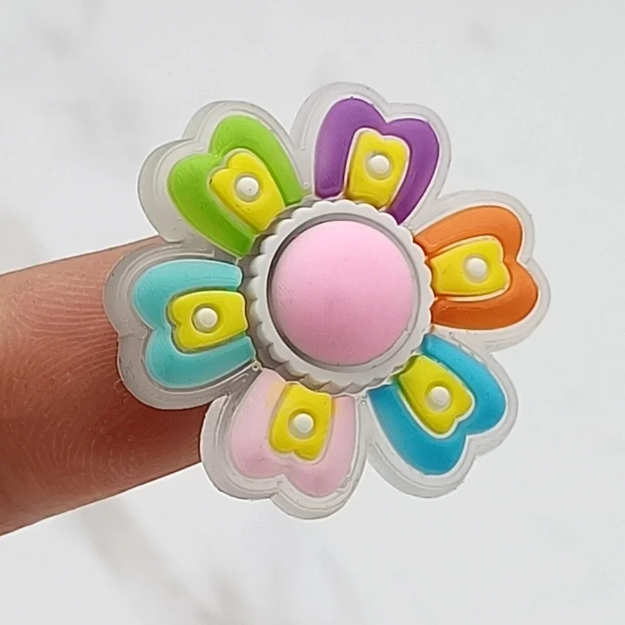 1Pcs Translucent Design Flower Rainbow PVC Shoe Charms Accessory Shoe Upper Pins Buckle Decorations Badge Kids Gifts