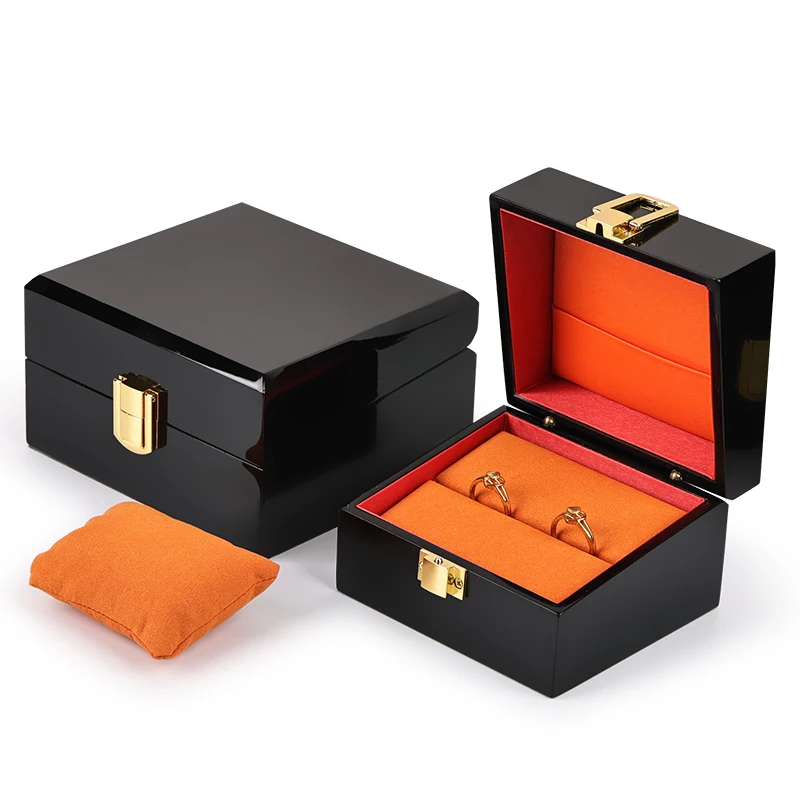 

# Piano Coating Jewelry Box Ring Pendant Bangle Box Shiny Black Wood Jewelry Package Case