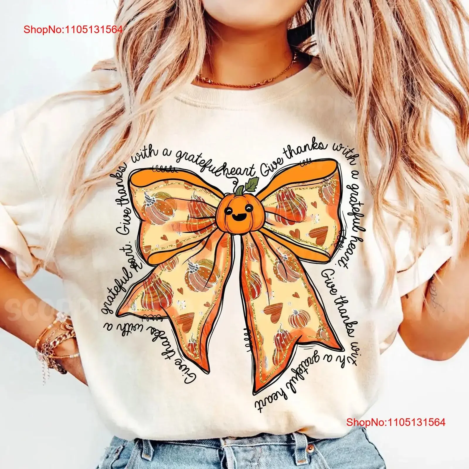 

Кокетка Тыква с блестящим бантом, натуральная футболка на День Благодарения, винтажная стираная дизайнерская одежда, модная слегка уличная одежда унисекс