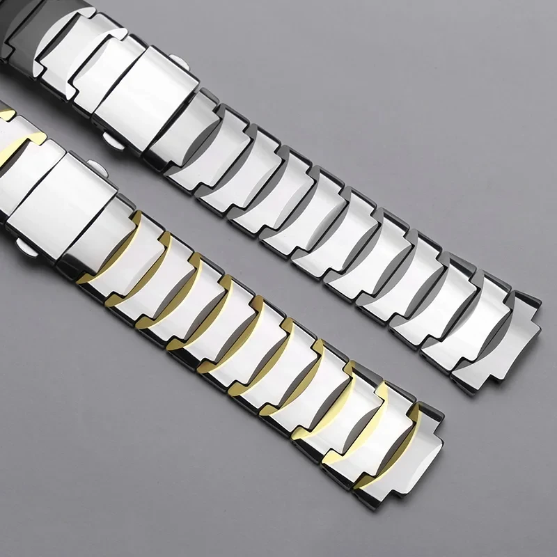 Tungsten Steel Watchbands 21x12mm 13.5x6.5mm Silver Golden Bracelet Replacement Belt For 6021G Series Male Female Watch Chain