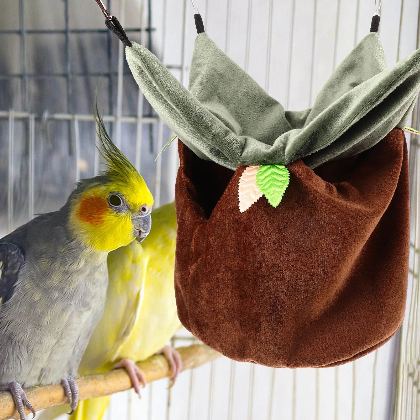 

Parrot Nest Sleeping Bag Bird Warm Bird Nest Beds Hammock L Size Hanging Hooks Durable Comfortable Pet Cage Accessories