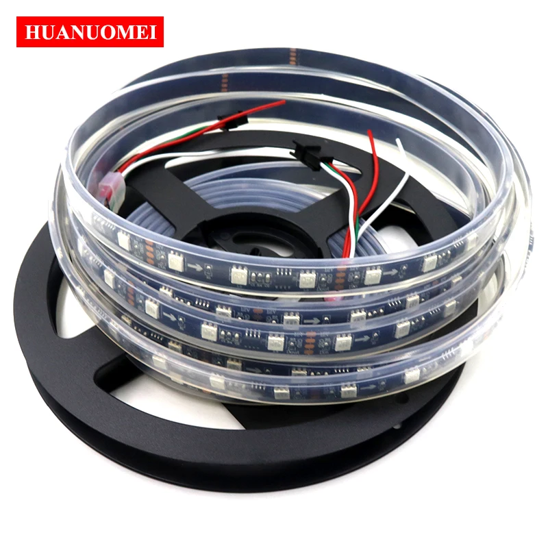 

12 В 48 Светодиодный одов s/M 5050 SMD RGB Светодиодная лента WS2811 Пиксельная лента 16 пикселей/M 2811 IC черная печатная плата Водонепроницаемая IP67 уличная декоративная лампа