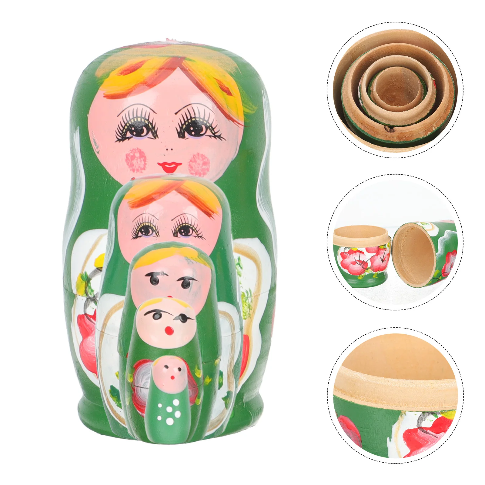 ตุ๊กตาญี่ปุ่นของขวัญจากรัสเซีย Matryoshka ตุ๊กตาไม้เรียงซ้อนของเล่นวางซ้อนกันได้สำหรับตกแต่งรังของเด็กวินเทจ