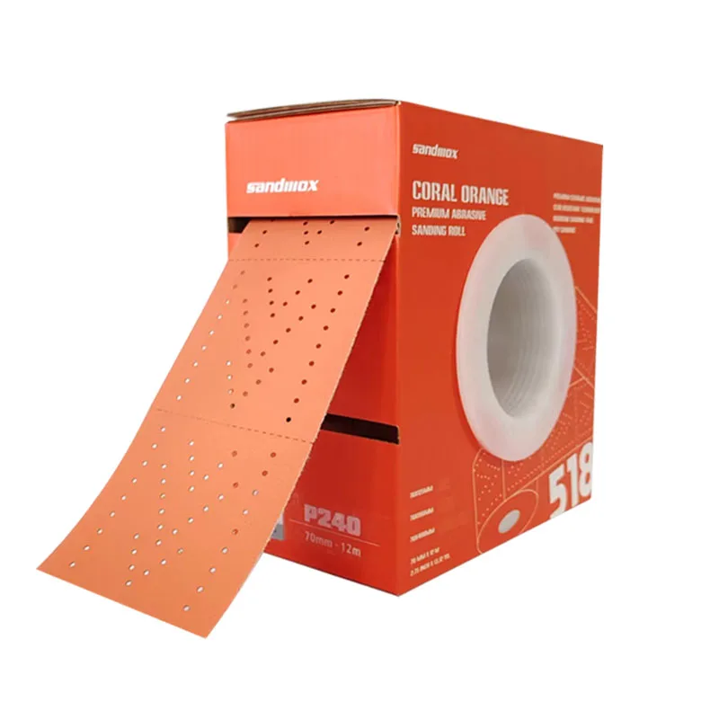 Orange Sandpaper Roll Rectangle 70mm/12m Suitable For Hand Planing 125/198/400mm Car Dry Grinding Putty  Abrasive