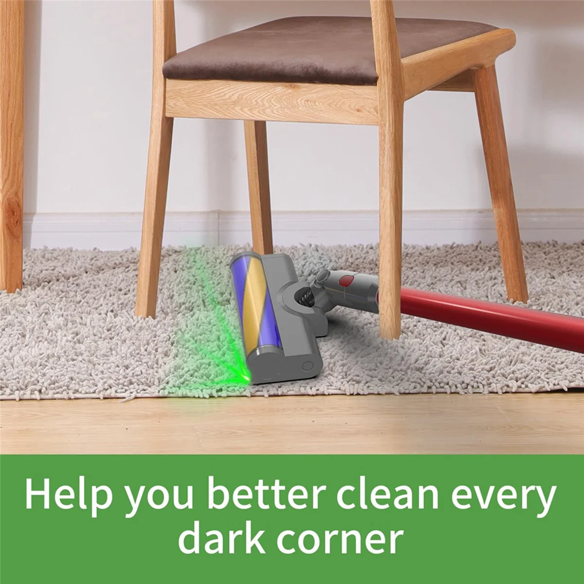 Reemplazo de cabezal eléctrico de cepillo de rodillo para piezas de aspiradora Dyson V7 V8 V10 V11 V15 con accesorios de suelo de luz láser verde