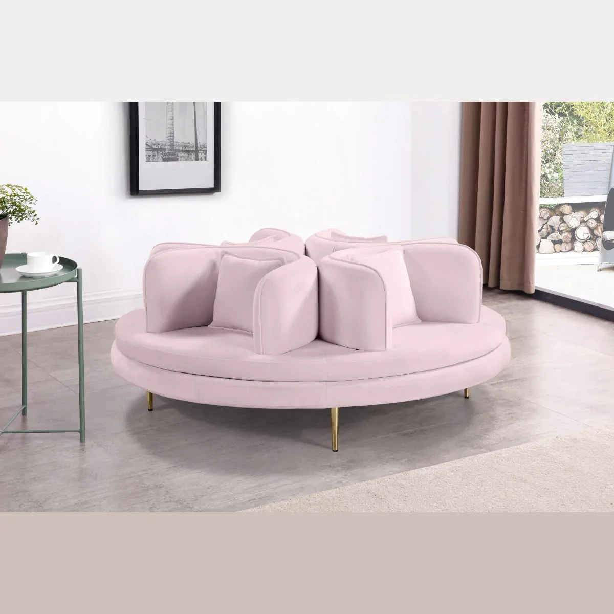 Newest Luxury Hotel Lobby Round Sofa Velvet Upholster 4 Seater Circlet Couch for Hotel Home