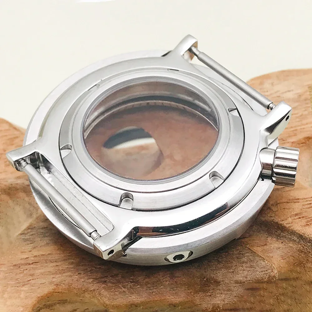 Custodia per orologio al tonno da 47 mm Custodia NH35 adatta per NH34 NH35 NH36 7S26 Movimento Cover posteriore trasparente Custodie per orologi con anello interno verde