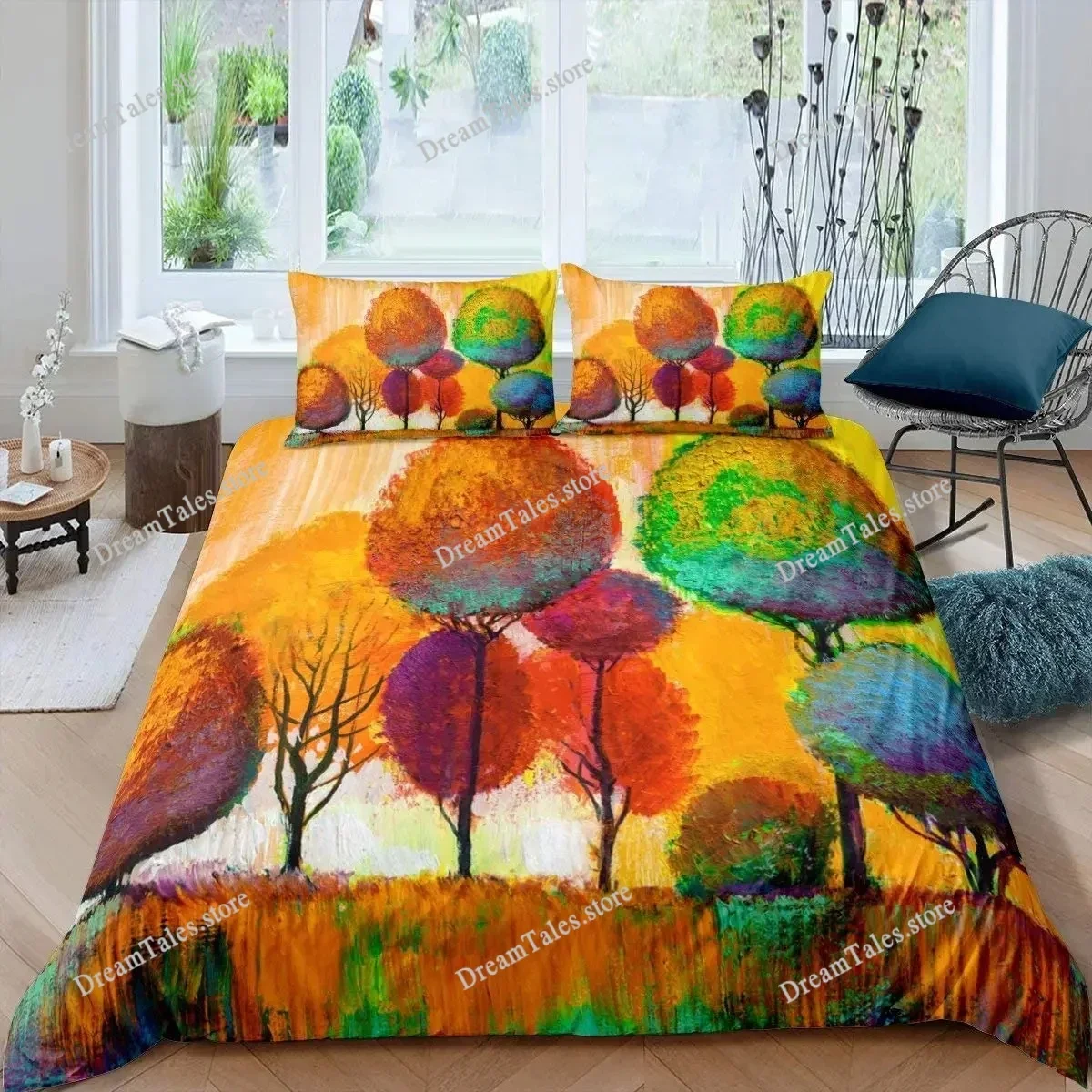 Duvet Cover Set Tree of Life Polyester Comforter Cover King Queen Full Size for Kids Boys Girls Bedding Set with Comforter Cover