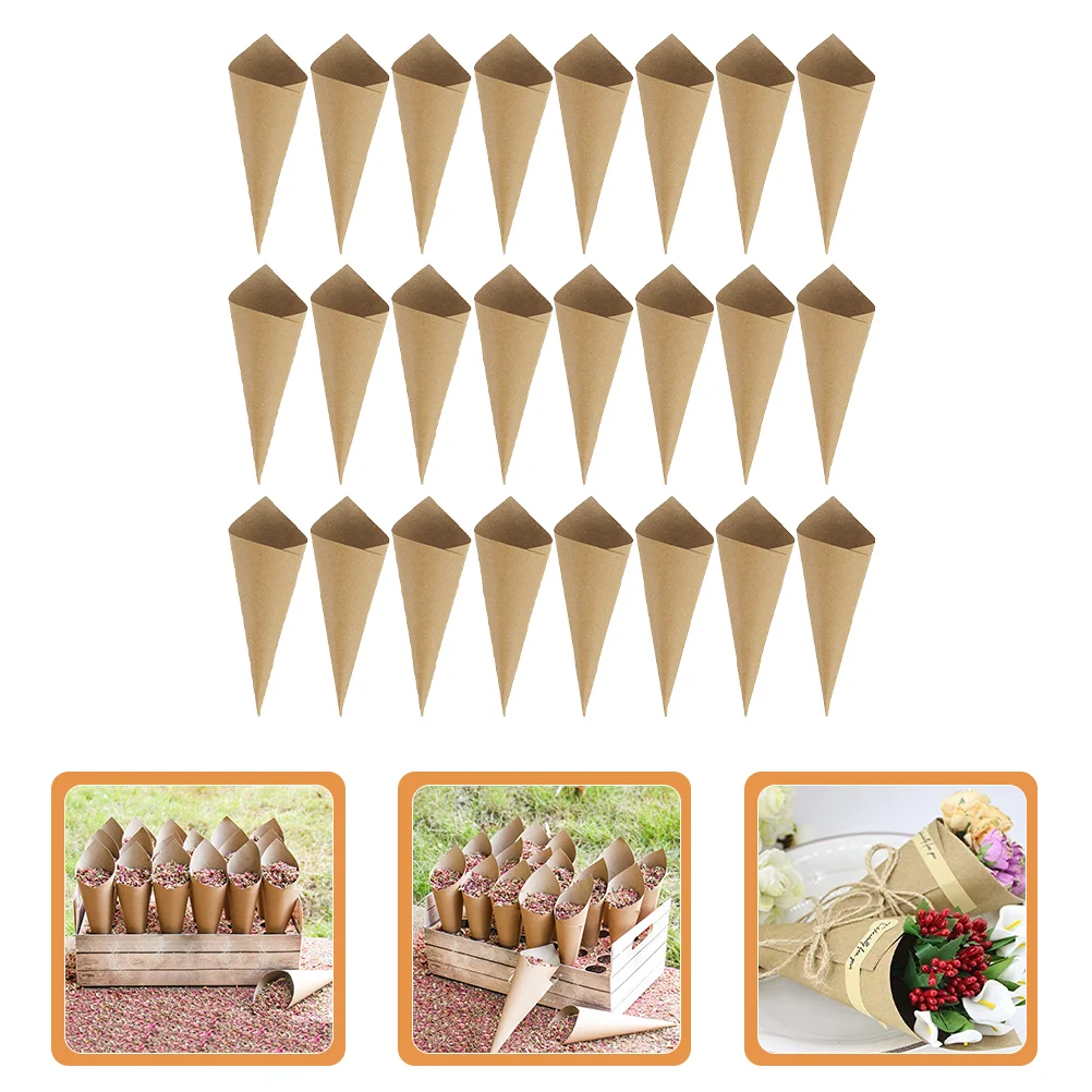 120 Pcs Paper Candy Cones Wedding Boquets Flowers Petal Party Favors Dried Holder Miss Chocolate Bouquet