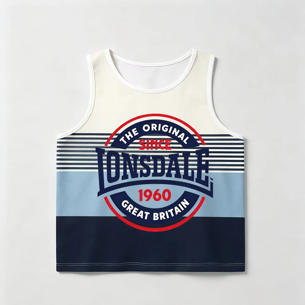 Men's Retro 3D Digital LONSDALE Printed Street Casual Loose Short-Sleeved T-Shirt Multifunctional Comfortable Vest for Men