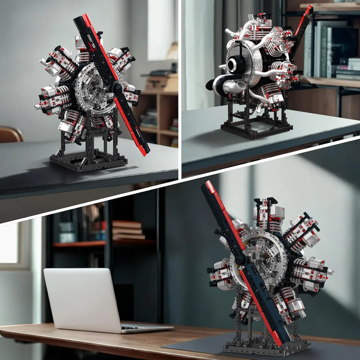 Mould King 10233 funktionierender Radial-Luftfahrtmotor-Modellbausatz, 3089+ STEM-Bausatz für Erwachsene und Jugendliche, Geschenkidee