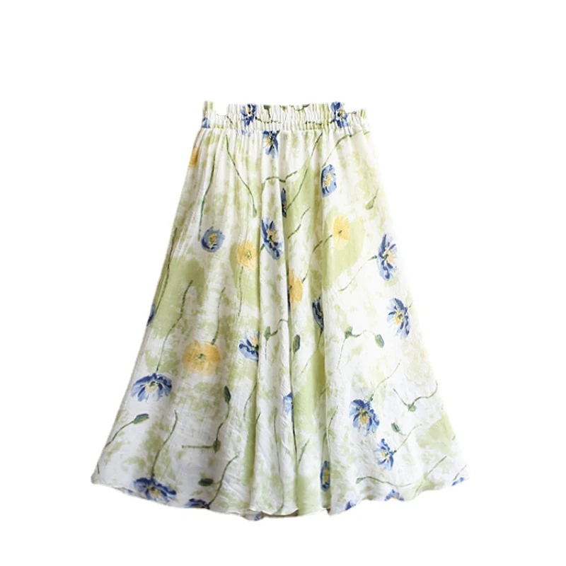 Spring Summer Floral Girl Skirt Chiffon Long Fashion Vintage Teenager Girl Clothes Elegant Princess Kids Plus Size Tutu Tulle