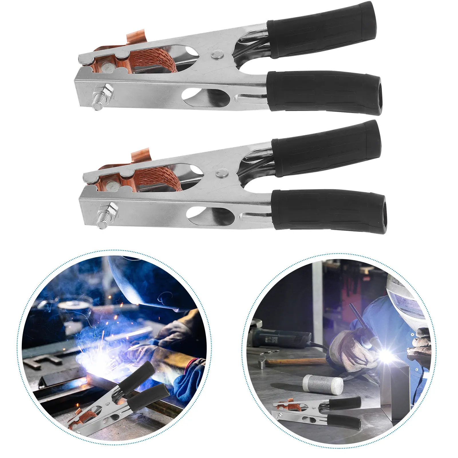3pcs Heavy Duty Welding Earth Clamp 500A Electroplated Grounding Clip for Manual Welder, High Conductivity