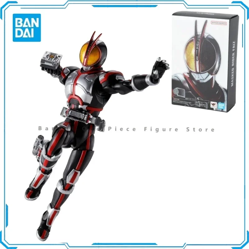 In Stock Original Bandai SHF Real Bone Sculpture Kamen Rider FAIZ 555 Basic Form Gan Qiao Action Figure Model Anime Toy