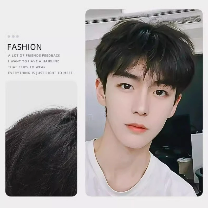 الرجال الشعر البشري الحرير أعلى الباروكات الطبيعية الأسود شعر مستعار مستقيم لأقل أو لا الشعر الذكور نظام استبدال مريح وتنفس