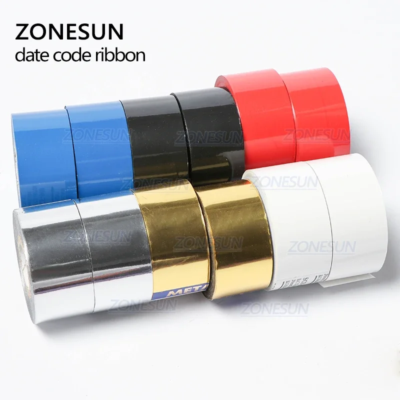 ZONESUN Thermische band von band druck maschine, 30*100 m, datum druck band für kunststoff und papier (5 roll/lot)
