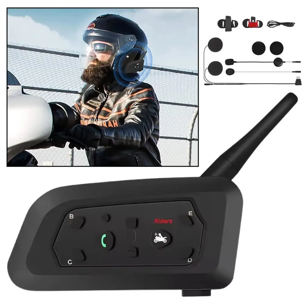 

Motorcycle Bluetooth Helmet Intercom Headset XINOW V6 PRO With 1200M BT Interphone Communicator For 6 Riders Waterproof Player
