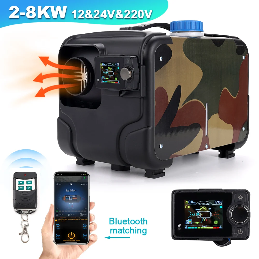 2-8KW Universal Parking Heater Set Horizontal Camouflage Model With Bluetooth And voice Playback Function 12v 24V 220V