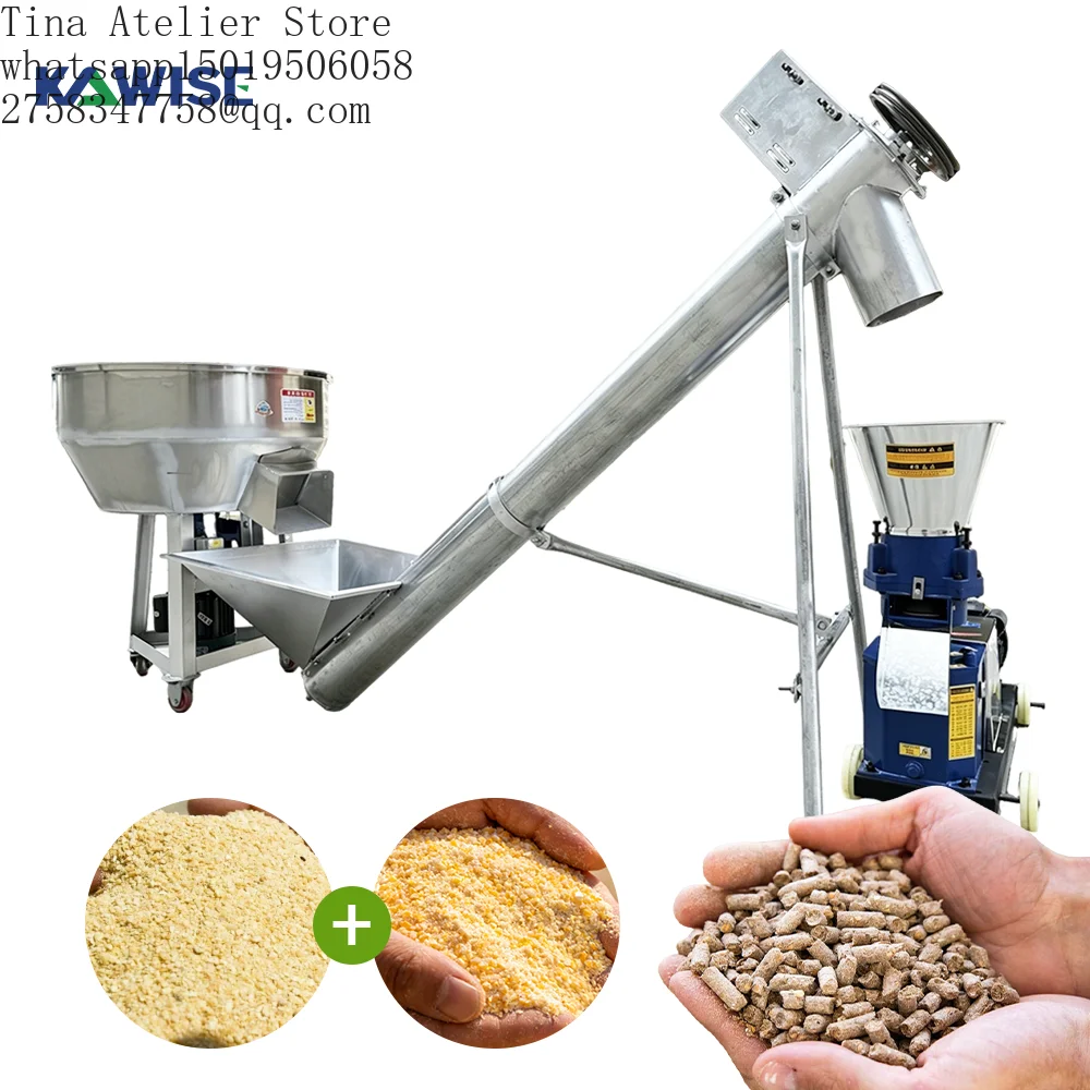 Small Animal Feed Pellet Production Line With Mixer Conveyor and Flat Die Pellet Machine for Farm Use