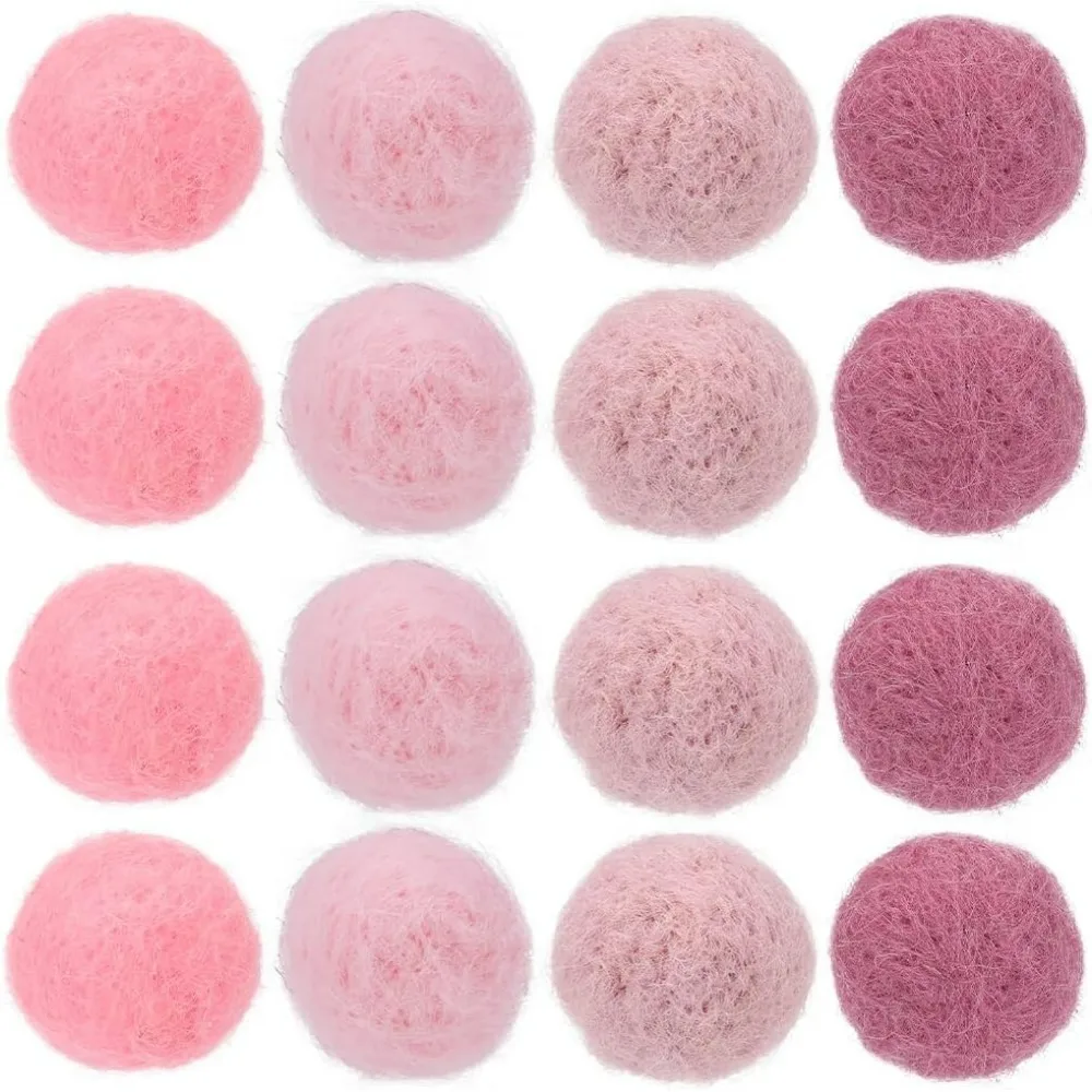 40Pcs Wool Felt Balls Wool Pom Pom Balls Felted Balls 20mm Handmade Felt Pom Poms Pink Felt Ball Puff making kit