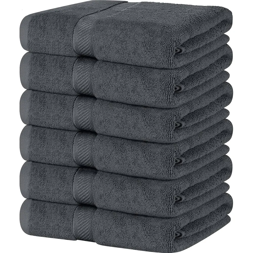 Simpli-Magic Cotton Bath Towels, 25”X50”, Gray, 6 Pack