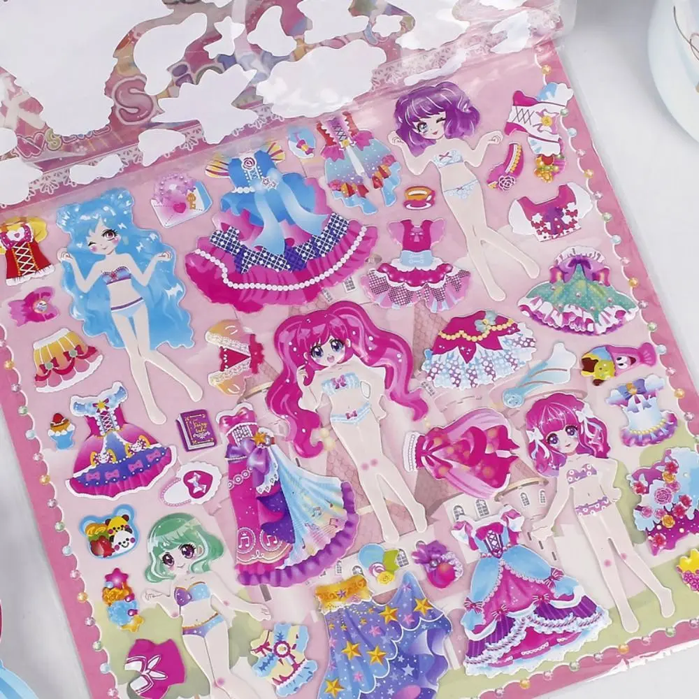 2 Lembar/Tas Stiker Busa 3D Tahan Air Motif Kartun Putri Bergaya Kawaii untuk Hiasan, Stiker Lucu untuk DIY, Hadiah Stiker Imut