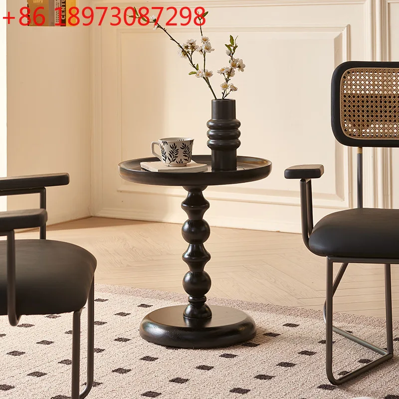 Nordic solid wood edge few round medieval small coffee table modern simple small table rack cup table