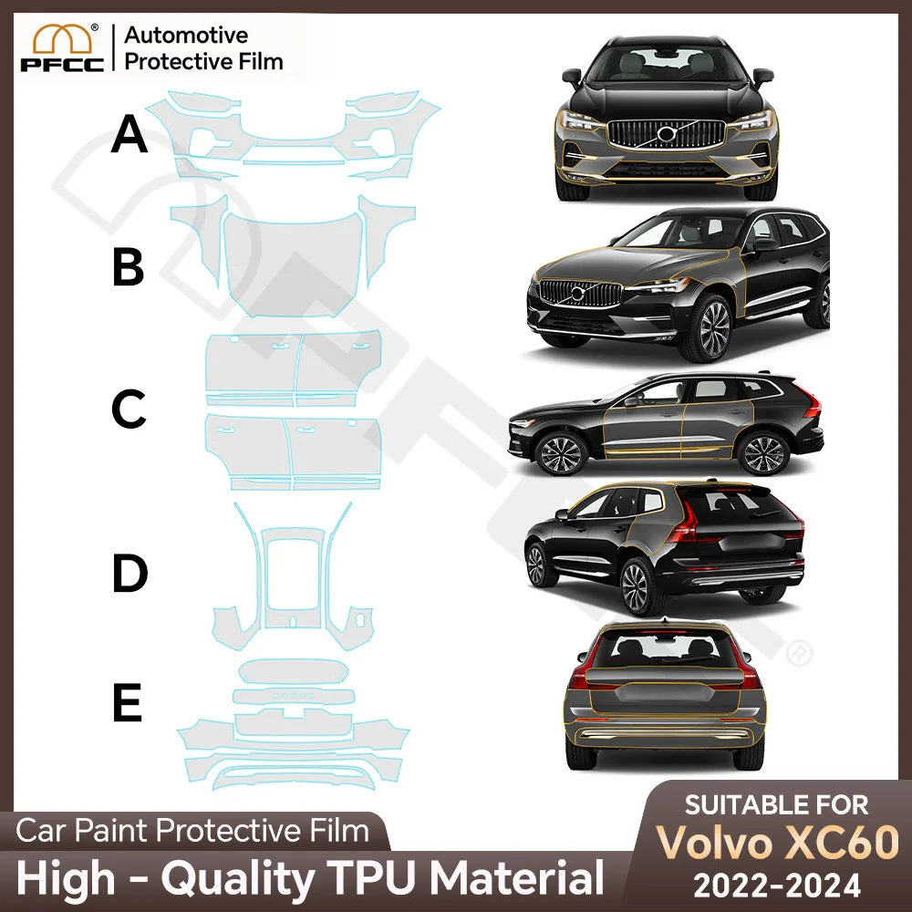 

PPF Paint Protection Film for Volvo XC60 Inscription R Design 2022-2024 Pre Cut Clear Kit Bra PPF TPU 8.5mil Invisible Film