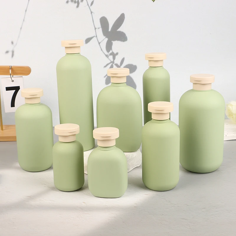 100ML-500ML Avocado Green Plastic Shampoo Shower Gel Foaming Soap Dispensers Refillable Bottles Flip Lotion Bottles