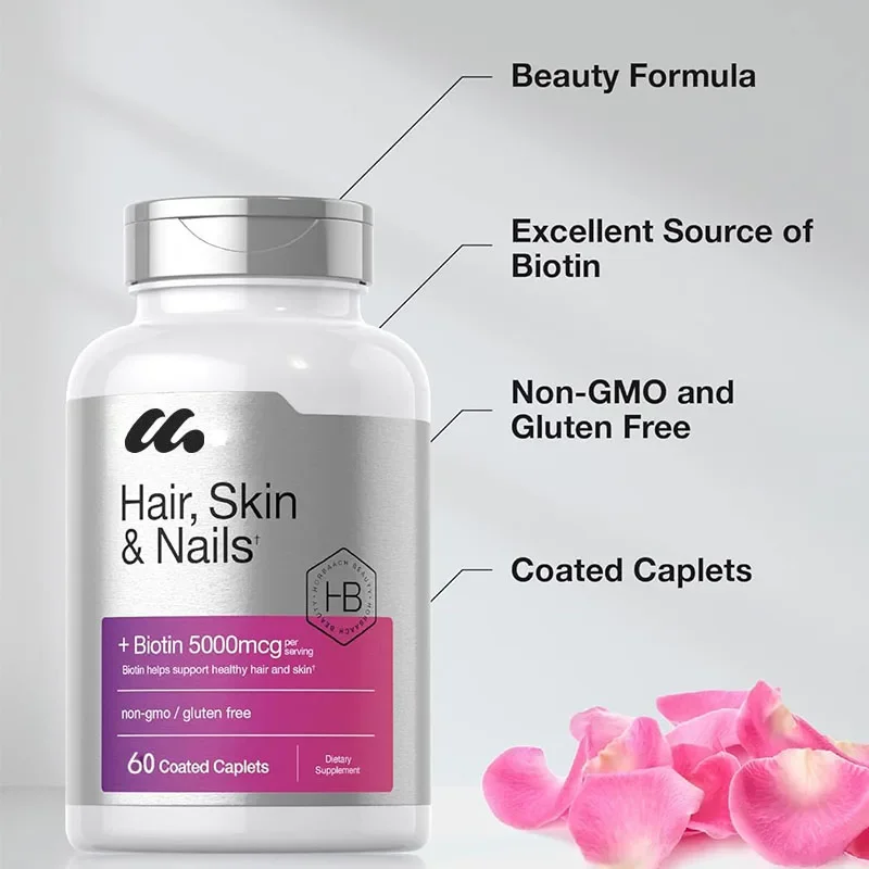 Hair, skin, and nail vitamins | Contains biotin and collagen | Men's and women's supplements | Non genetically modified