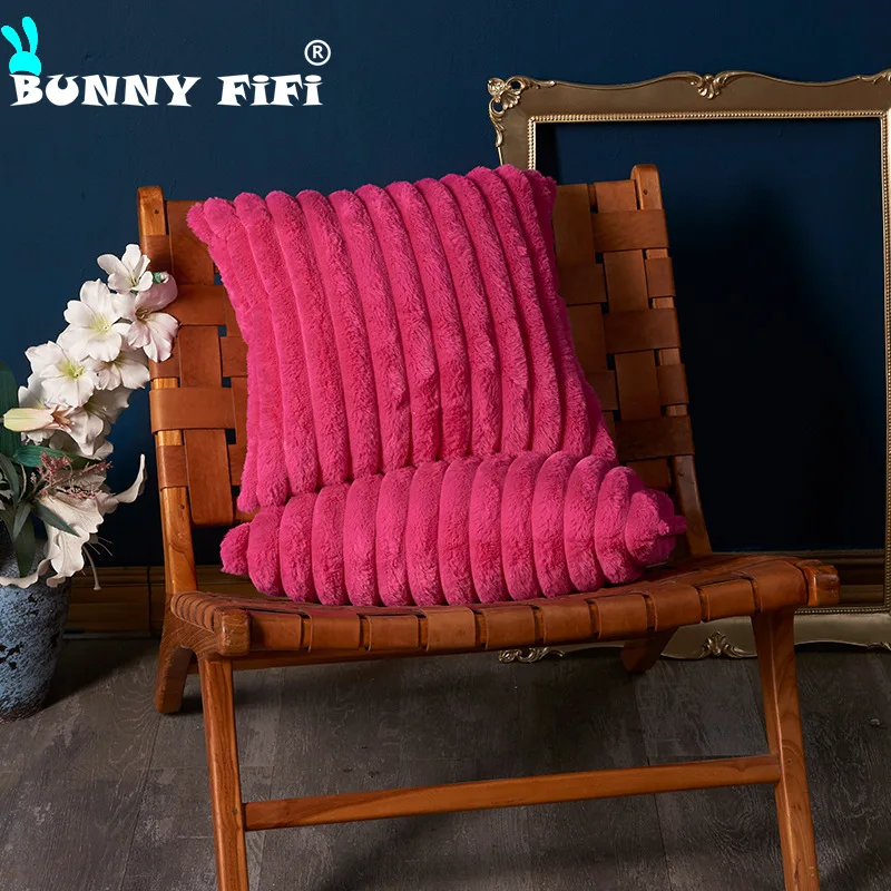 Double Sided Wide Edge Thick Soft Plush Cushion Covers Vintage Solid Color Pillowcase Decorative pillows for sofa