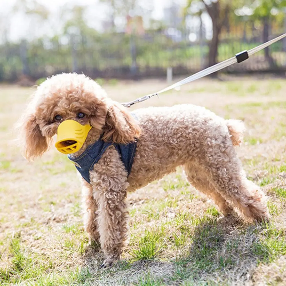 Cute Anti Bite Dogs Muzzles Silicone Soft Dog Mouth Mask Breathable Adjustable Dogs Mouth Cover Anti Stop Chewing
