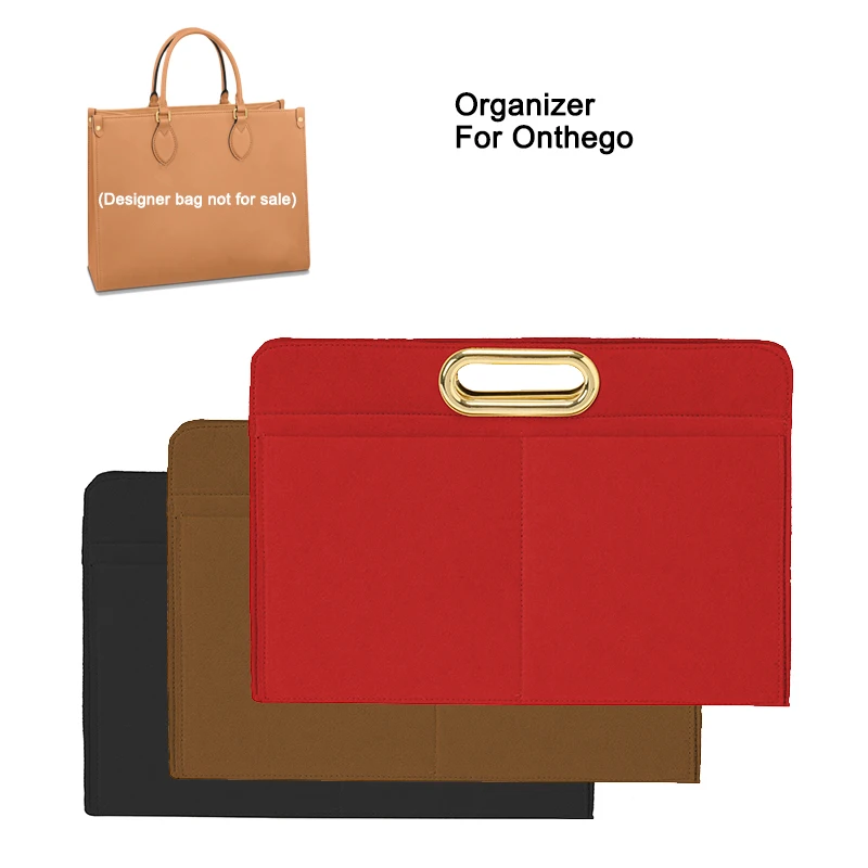 For Onthego PM MM GM Felt Bag Organizer With Handle,Tote Inner Purse Insert, Cosmetic Makeup Pouch Handbag Liner, Custom