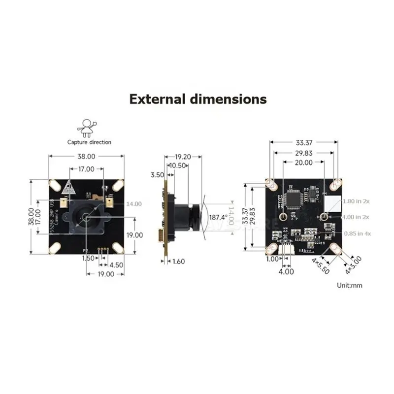 2026 New-PS5268 2MP M12 USB Camera Module 1920X 1080 2.28Mm Focallength Rolling Shutter Onboard Dual Microphones