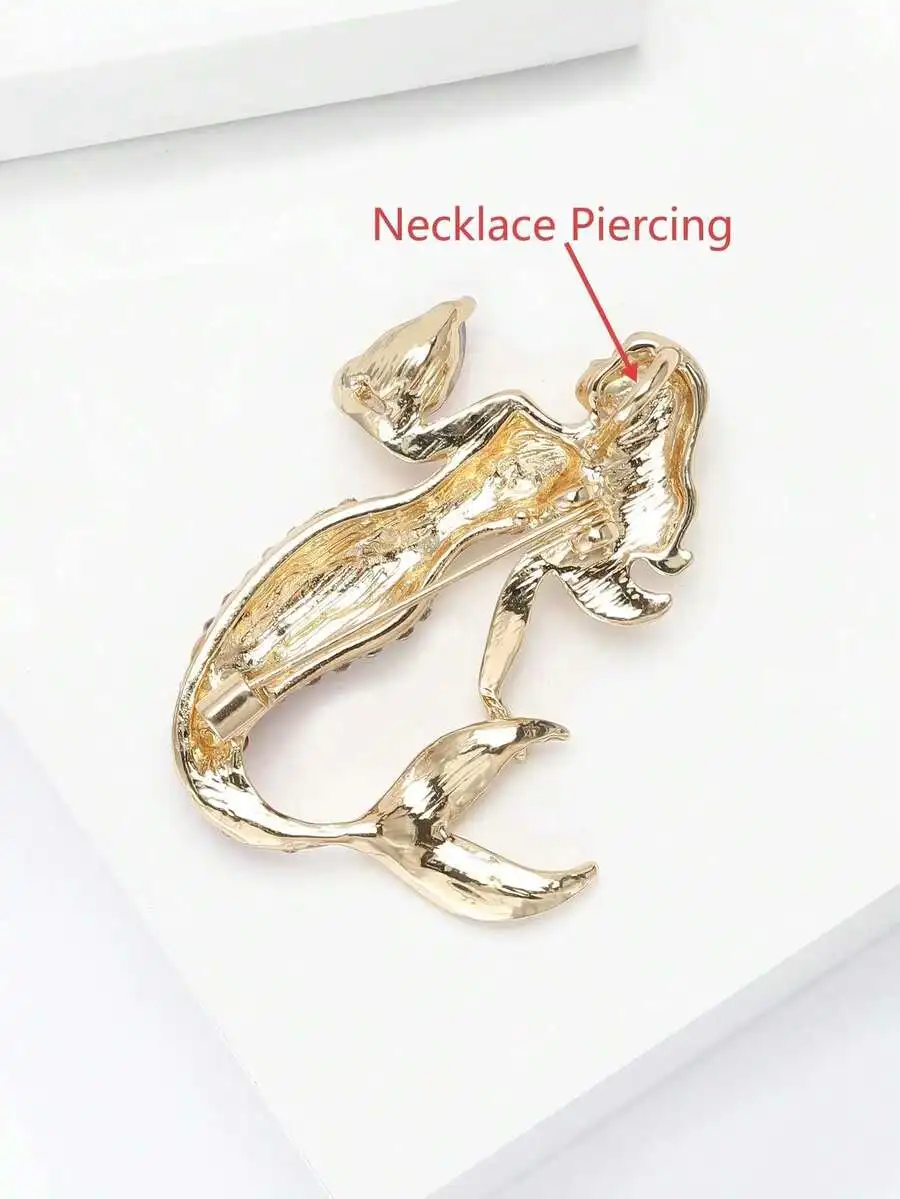 Broche de sirena de cristal para mujer, accesorio para vestido de fiesta