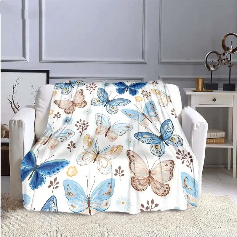 

Butterfly Pattern Flannel Throw Blanket Soft Comfortable Cozy Sofa Couch Bed Bedroom Decor Adults Kids Travelling Camping Gifts