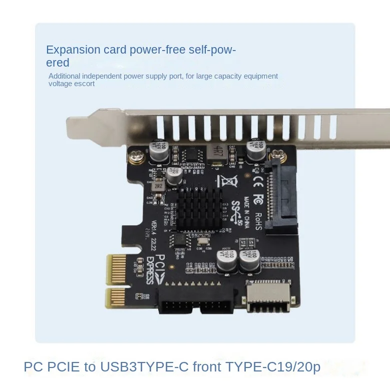 Computer Pcie Naar Usb3 TYPE-E Voorkant Type-C19P 20P Uitbreidingskaart Zelf Aangedreven Met Verzekering Nec