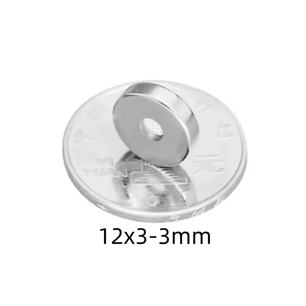 10PCS 12x3-3mm N35 Stong Neodymium Ring Loop Magnet Disc 12x3 mm Hole 3mm Round Magnetic Magnet 12*3-3 mm 12*3-3mm