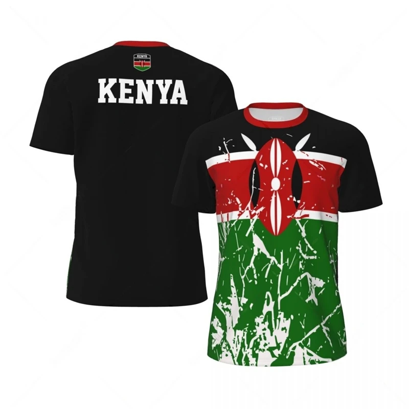 Kenya Flag 3D Printed Jersey Summer Fashion Short Sleeve Casual Mens Sports T Shirt Quick Dry Breathable Football T-shirts