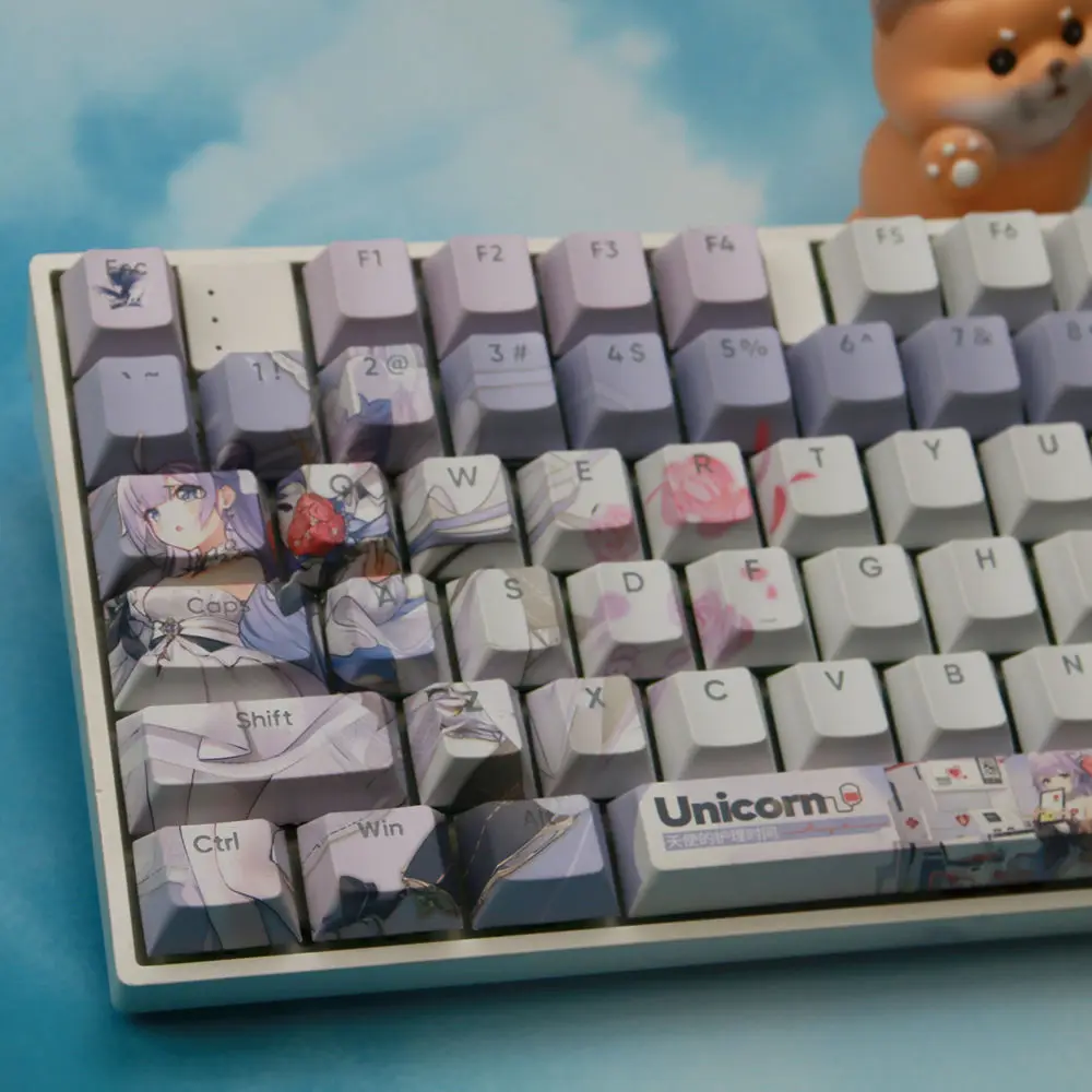 130 keys/set azur jízdní pruh HMS jednorožce PBT poškrabané anime hry krása děvče šifrovací klíč čepice třešeň výškou pro DIY mechanická keyboards