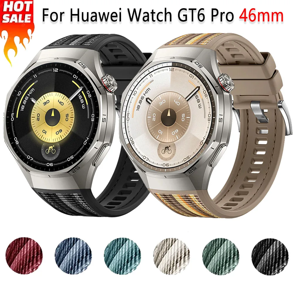 Official Nylon Woven Silicone Strap for Huawei Watch GT6 Pro 46mm Comfortable Wristband Huawei Watch GT6 Pro Replaceable Correa