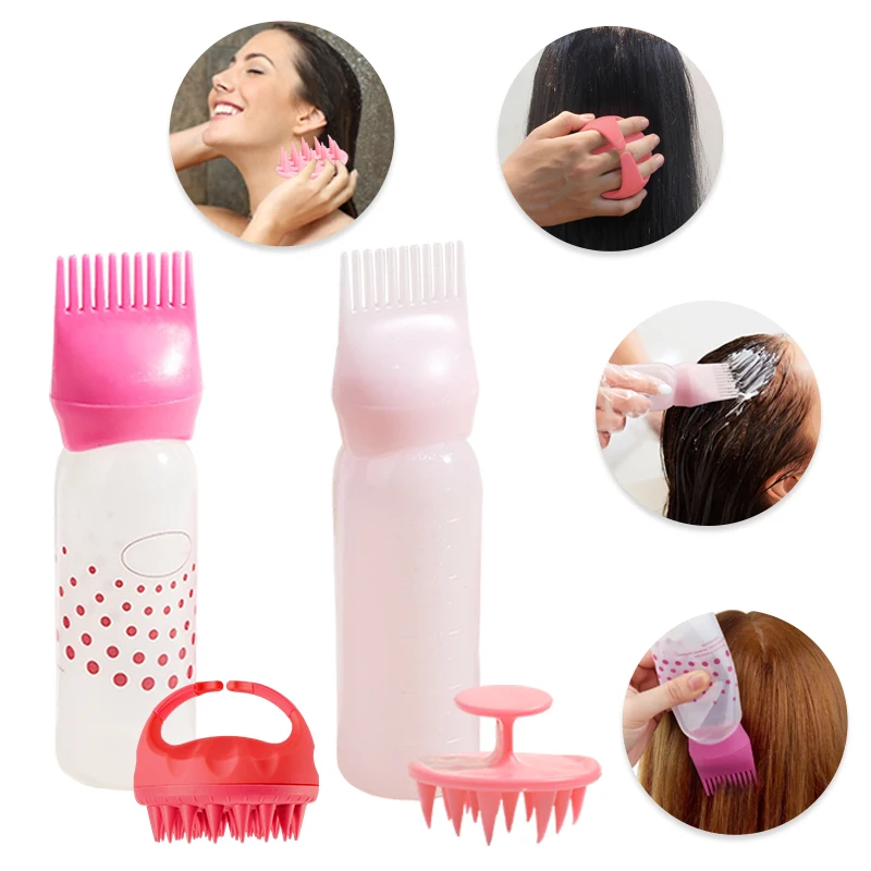 

1/2Pcs Hair Dye Applicator Bottles & Scalp Massager Shampoo Brush Dyeing Brush Kit Salon Hair Coloring Dyeing Styling Tools