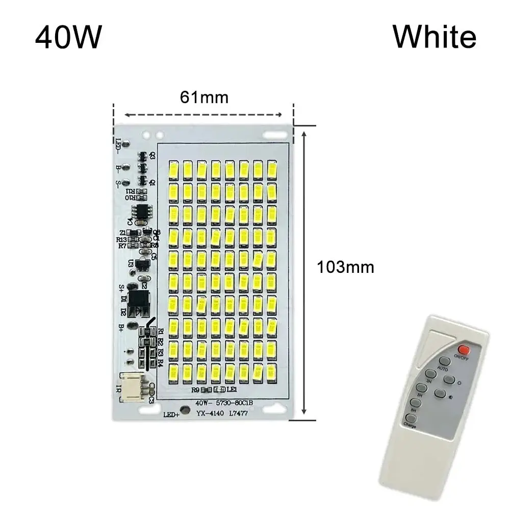 1Pcs 25/40/60/100/250W LED Solar Light Board White Light High Brightness Light Source Panel SMD5730 with Remote Controller