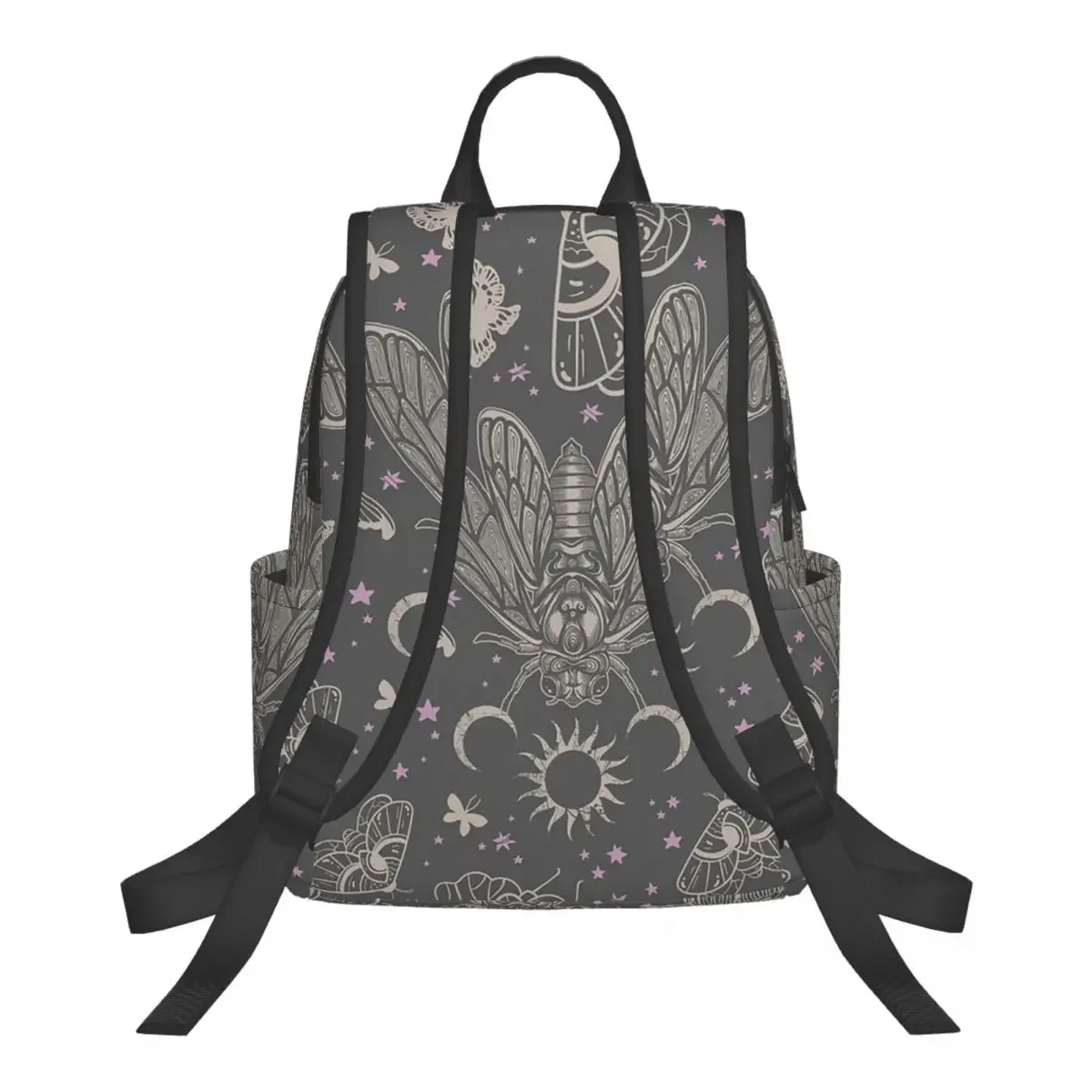 Esoteric Cicada And Moth Witchy Celestial Sun Moon Pattern Backpack School Bag Hiking Travel Daypack for  Bookbag Shoulder Bags
